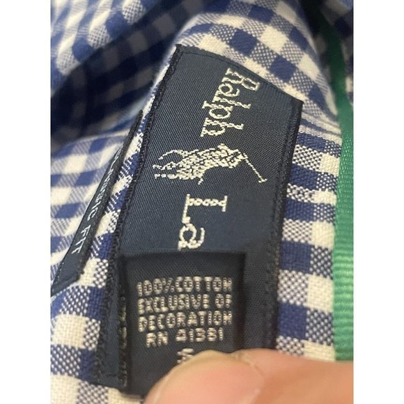 Polo Ralph Lauren Classic Fit Blue Gingham Button Front Casual Shirt XXL - Picture 6 of 6